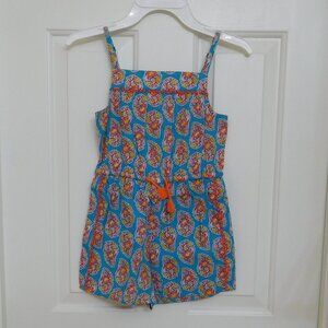 NWT Mini Boden Blue Orange Paisley Print Shorts Romper sz 4/5 5/6 6/7